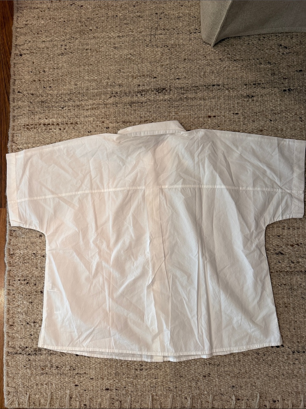NWT Eileen Fisher Washed Organic Cotton Poplin Button-Up Short Sleeve Shirt - Picture 3 of 5